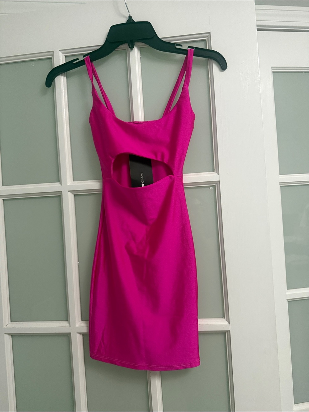 Fashion Nova Fuchsia Cutout Mini Dress with Spaghetti Straps